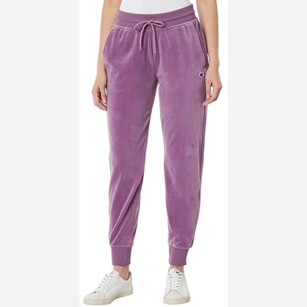 Champion Lavender Velour Athletic Joggers Sweatpants Size Small